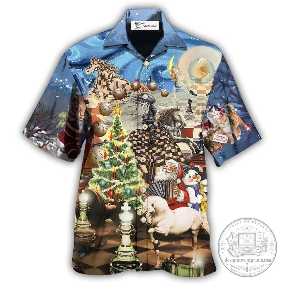Christmas Chess Game Board Knights Holiday Hawaiian Shirt