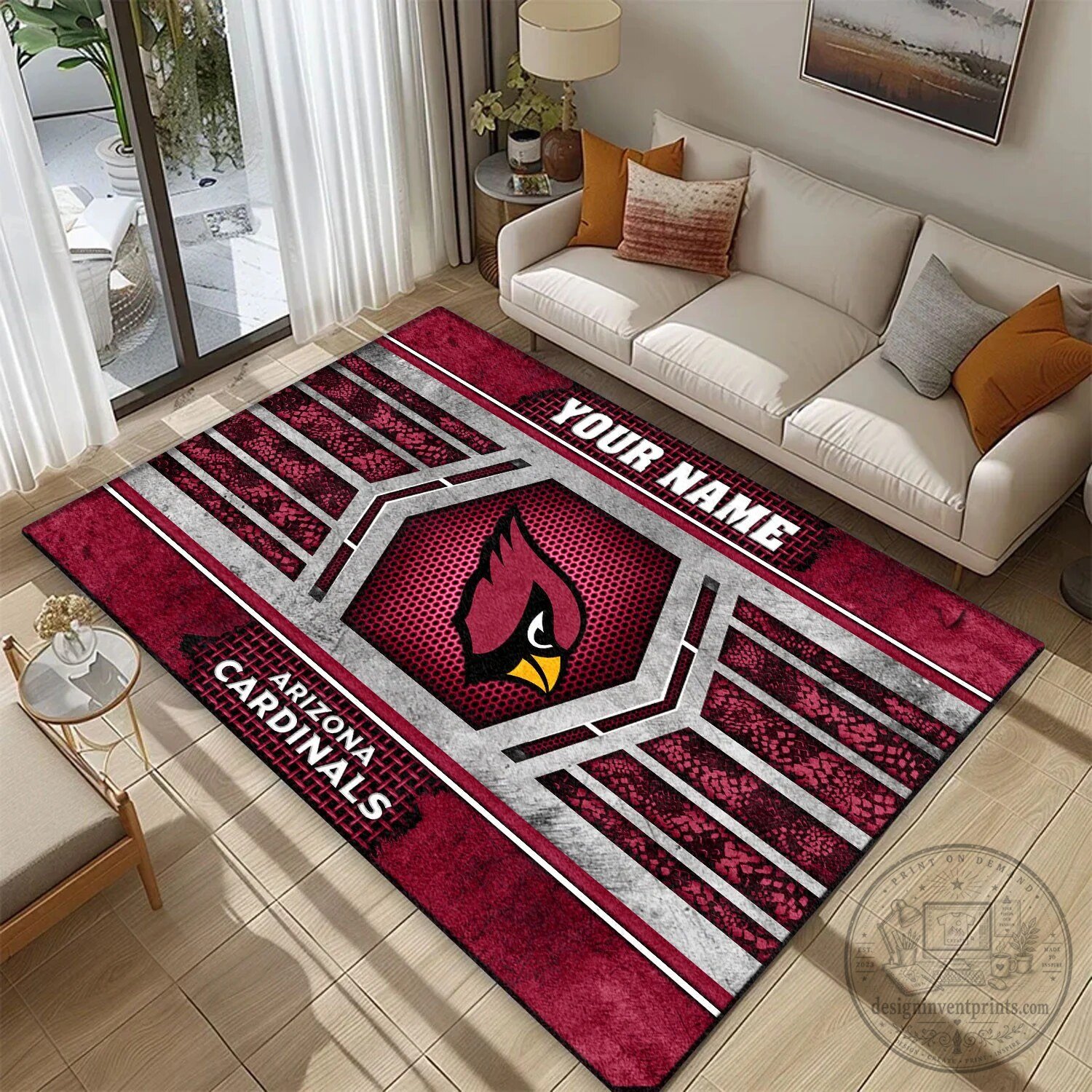 Arizona Cardinals Personalized Football Team Area Rug