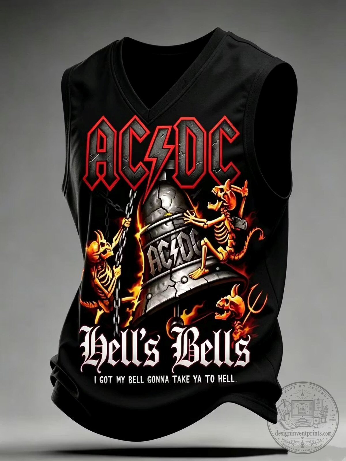 ACDC Hell's Bells Rock Band Black Sleeveless Tank Top