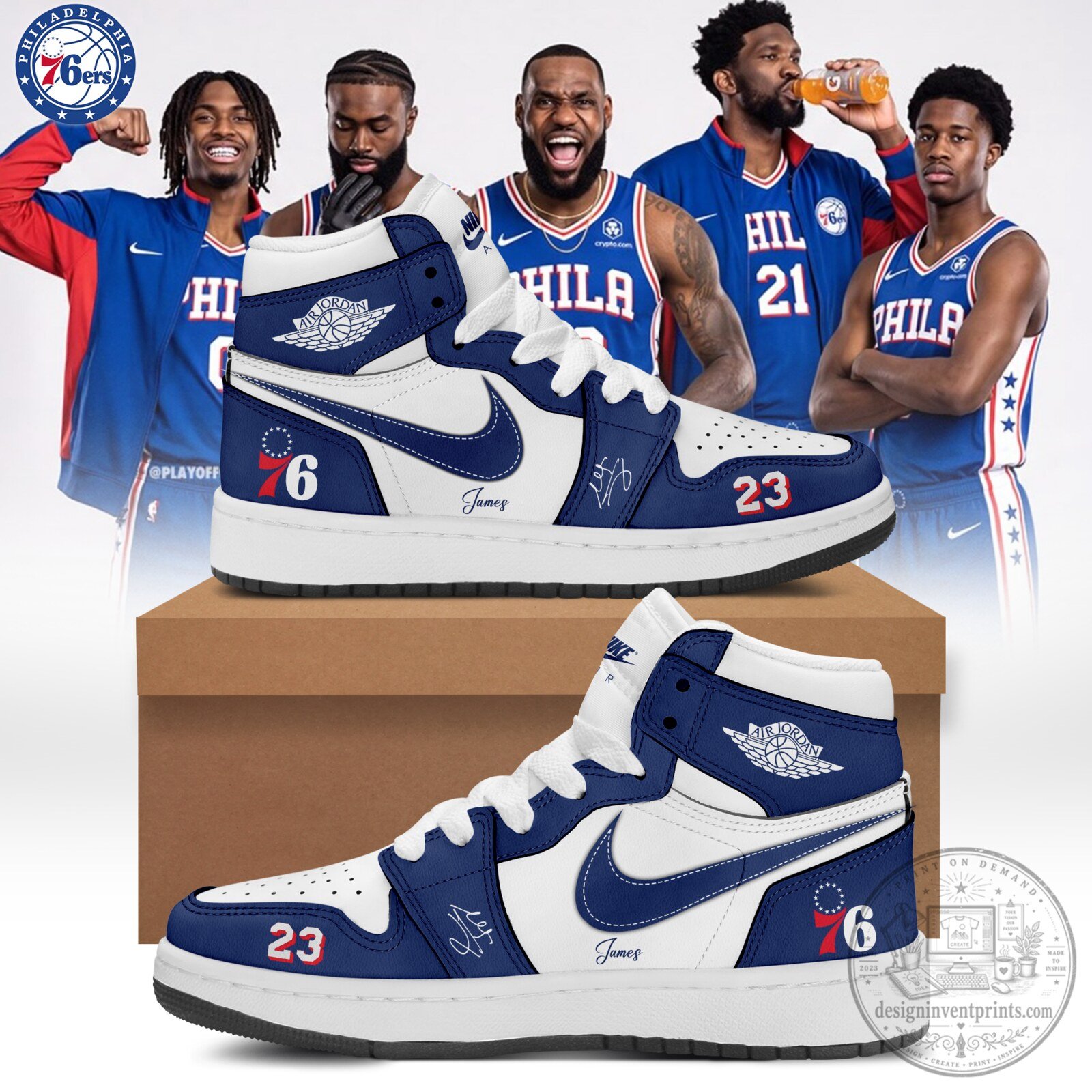 Philadelphia 76ers LeBron James Signature Air Jordan High Top Shoes 2 Philadelphia 76ers LeBron James Signature Air Jordan High Top Shoes