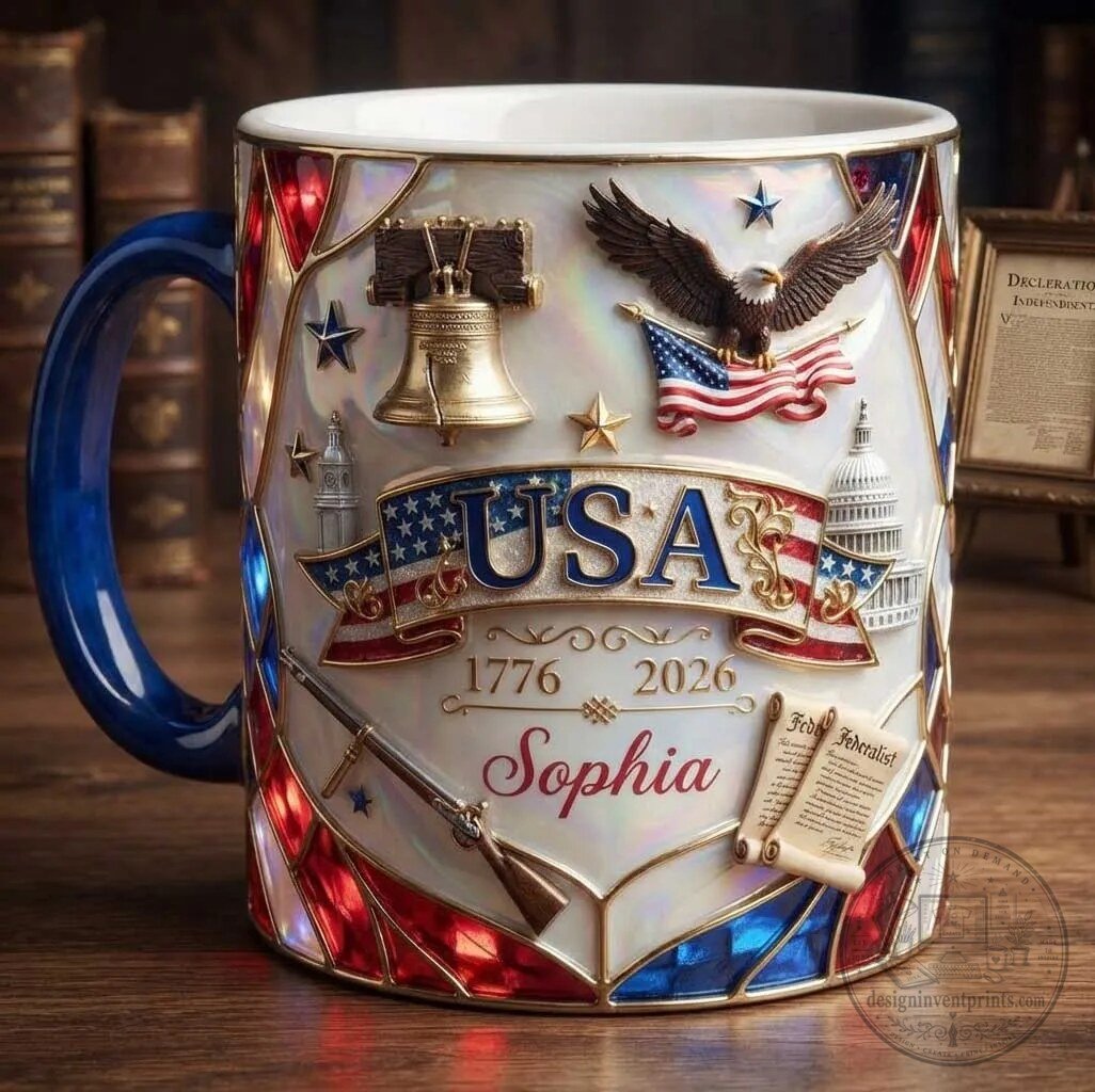 Personalized United States of America 250th Anniversary Patriotic Coffee Mug