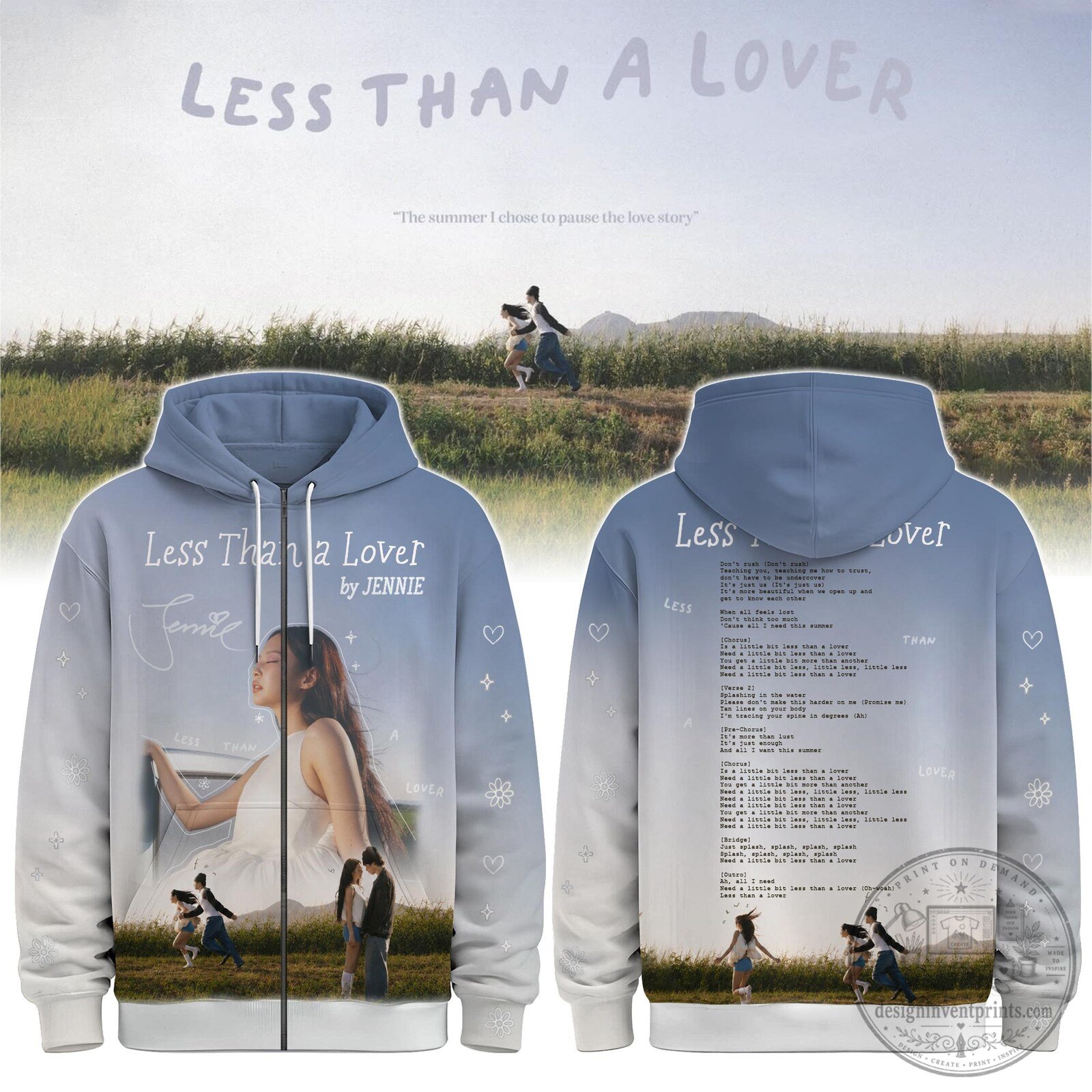 Jennie Less Than A Lover K-Pop Music Video All-Over-Print Full Zip Hoodie