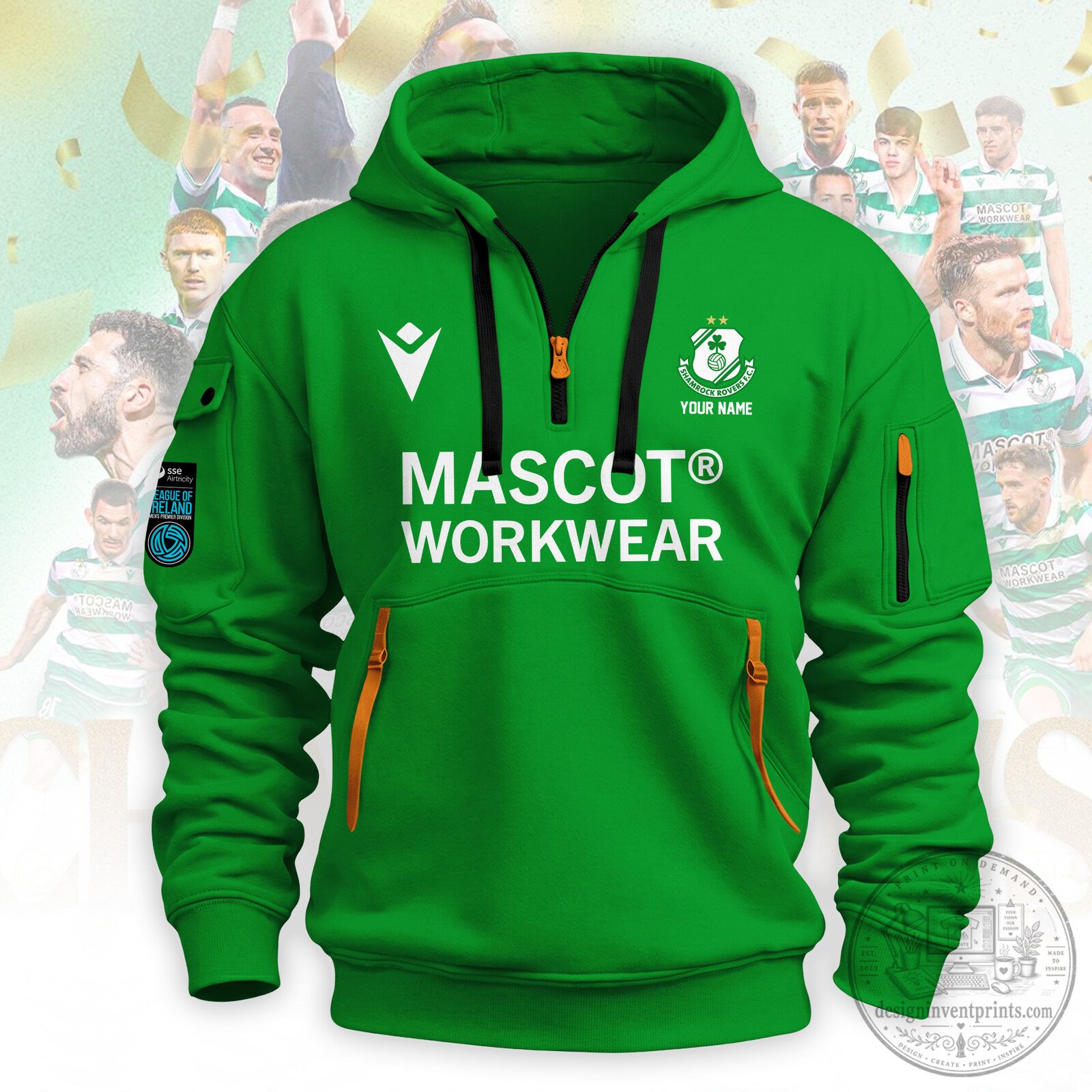Shamrock Rovers Football Club Mascot Workwear Green Hoodie 1 Shamrock Rovers Football Club Mascot Workwear Green Hoodie