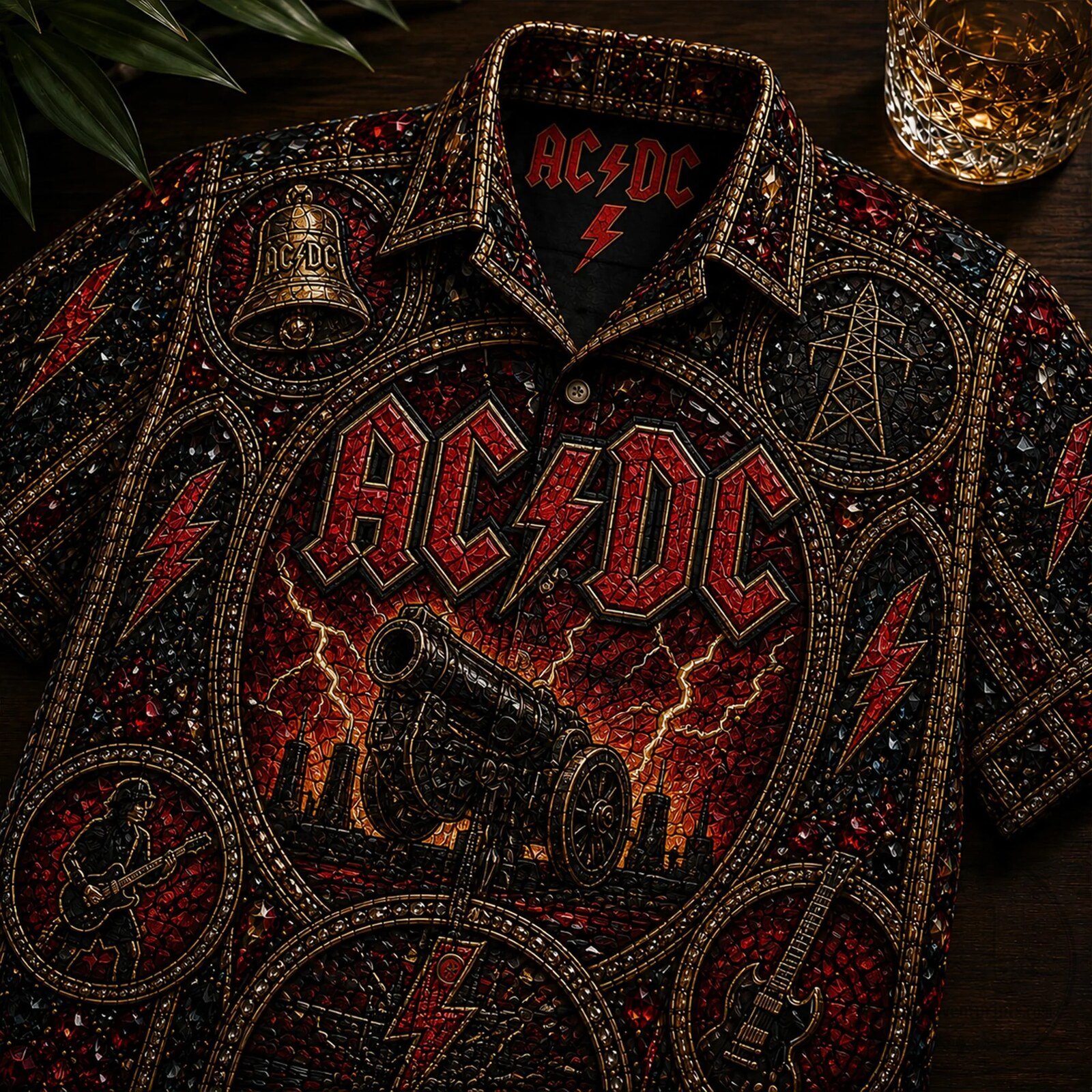 ACDC For Those About To Rock Stained Glass Hawaiian Shirt