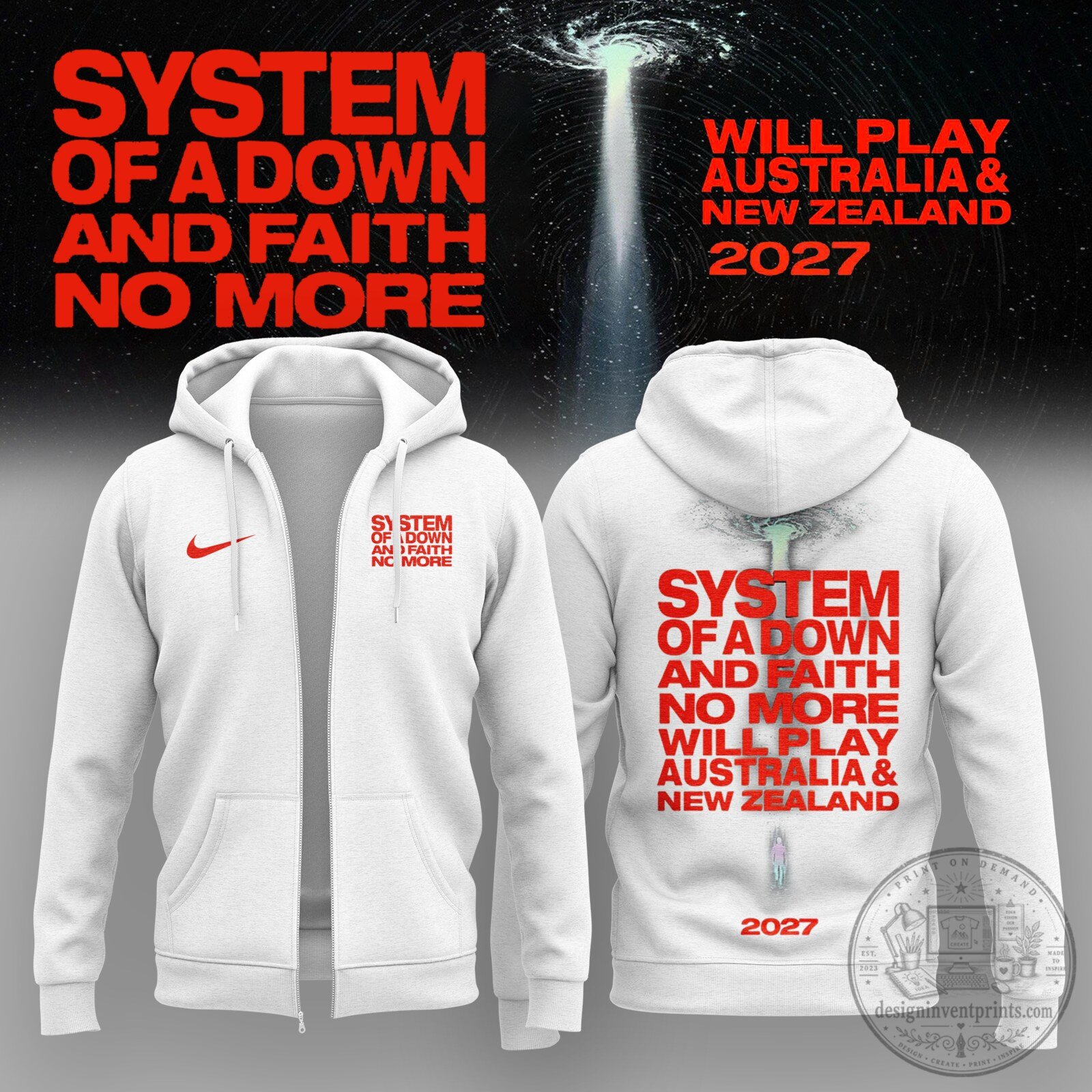 System Of A Down And Faith No More Australia New Zealand Tour 2027 Zip Hoodie