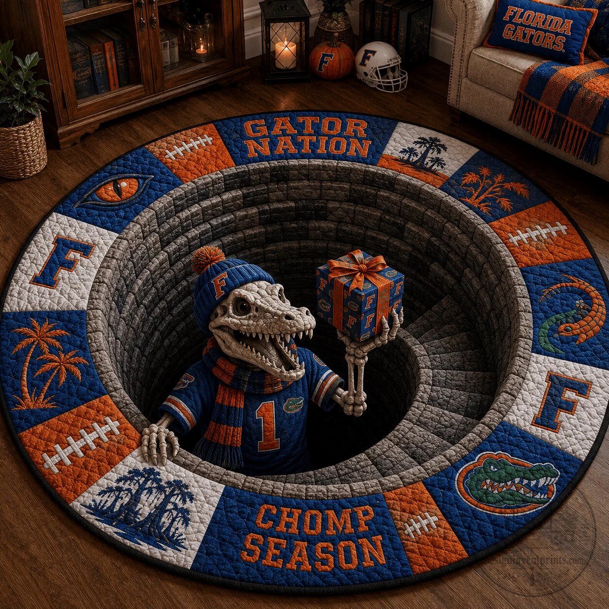 Florida Gators Chomp Season Gator Nation Round Quilted Mat
