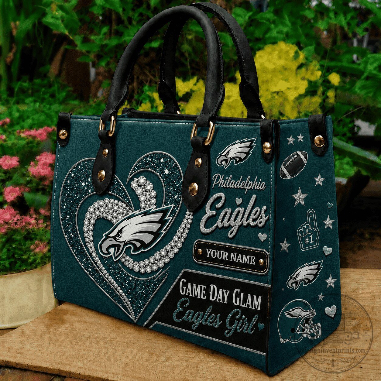 Philadelphia Eagles Personalized Game Day Glam Handbag for Women