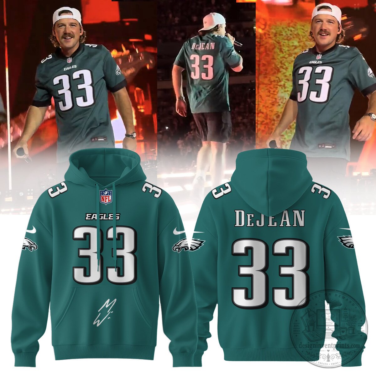 Morgan Wallen Philadelphia Eagles Number Thirty-Three Signature Hoodie