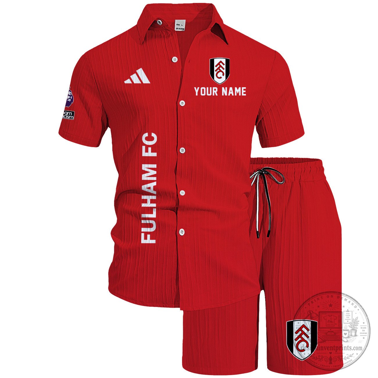 Fulham Football Club Personalized Red Hawaiian Shirt and Shorts Set
