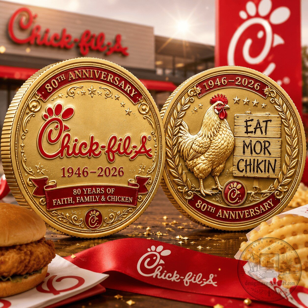 Commemorative Gold Coin for Loyal Fans and Collectors: Chick-fil-A's 80th Anniversary Edition