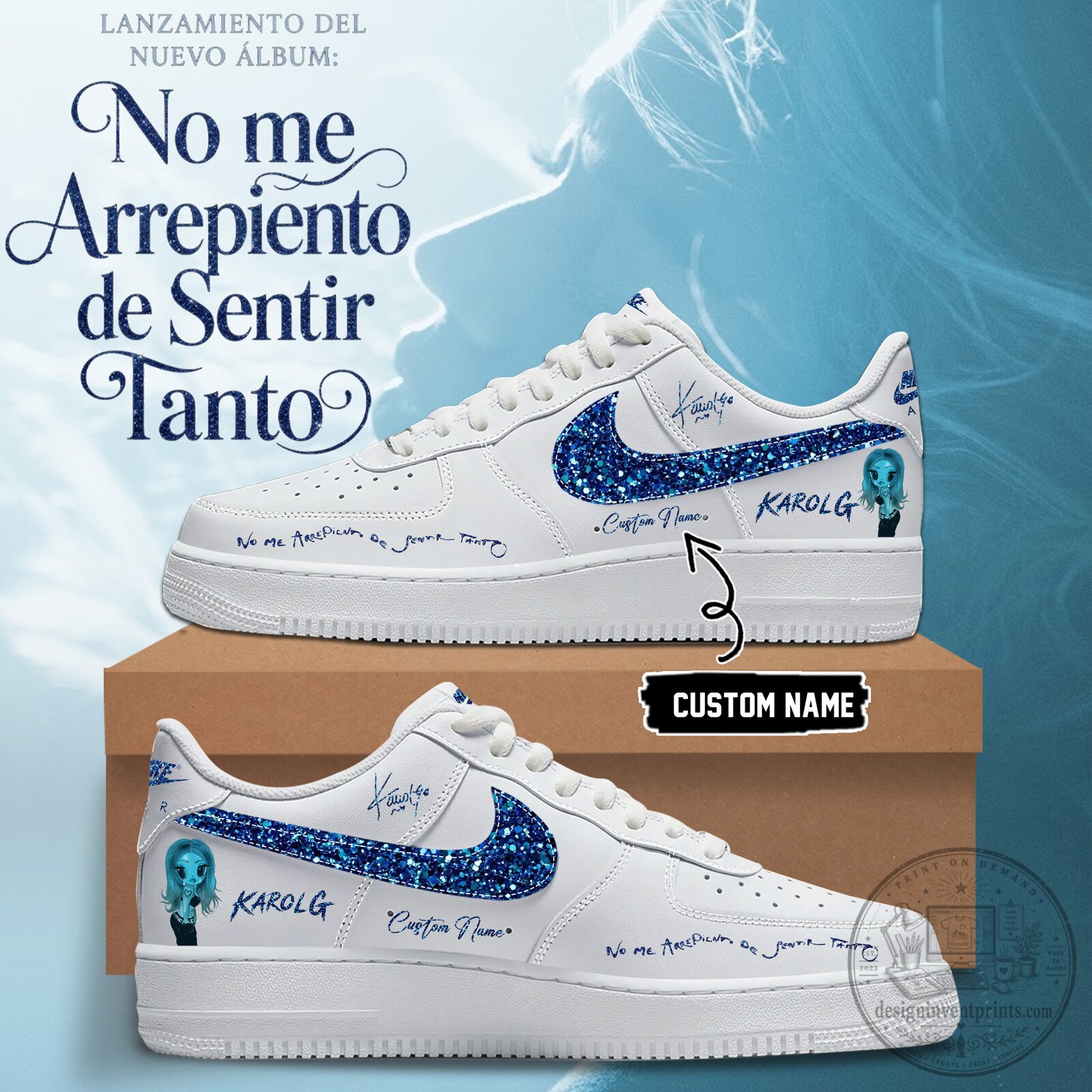 Karol G No Me Arrepiento De Sentir Tanto Album Signature Custom Shoes