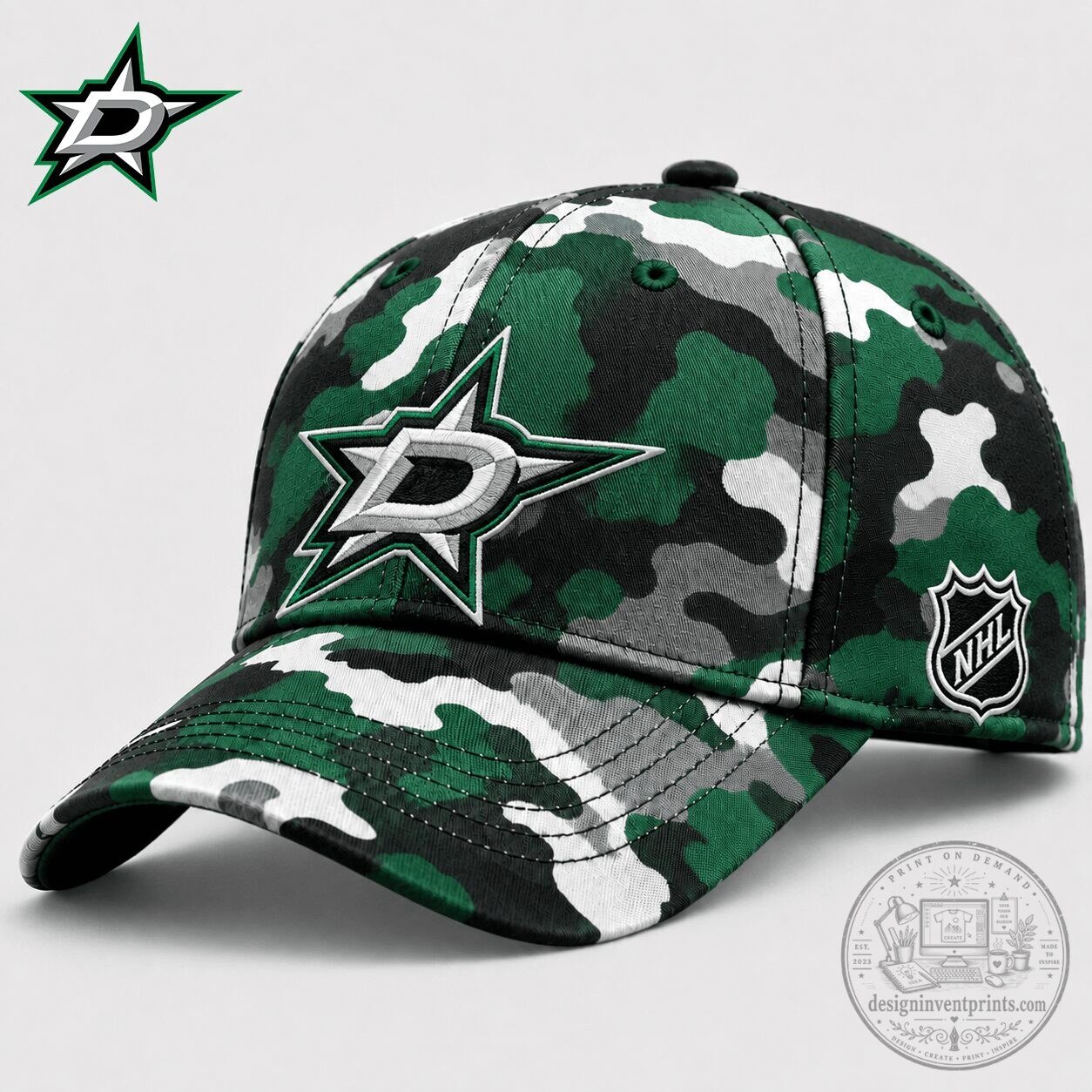 Dallas Stars National Hockey League Camouflage Baseball Cap Hat