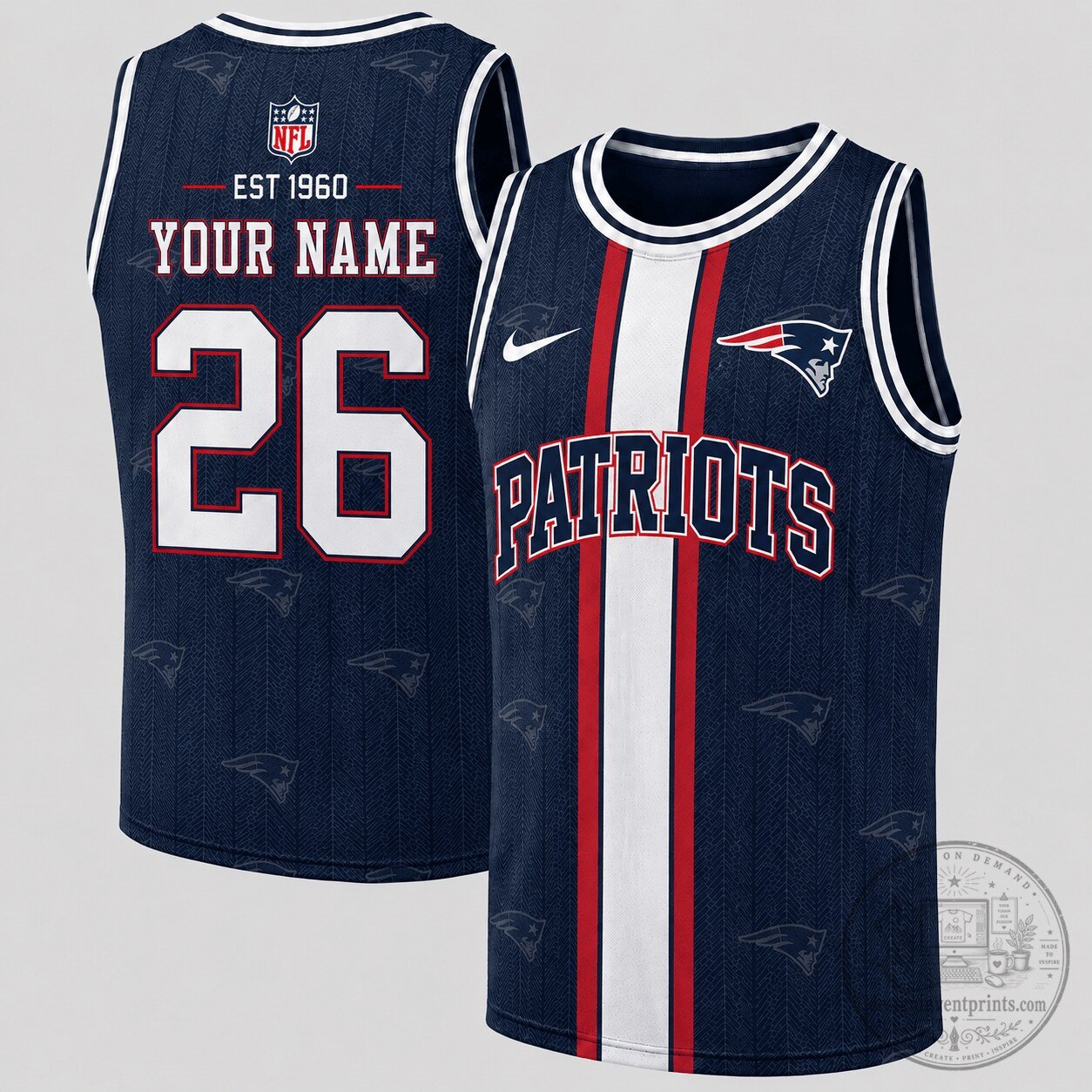 New England Patriots Personalized Custom Name Number NFL Football Jersey