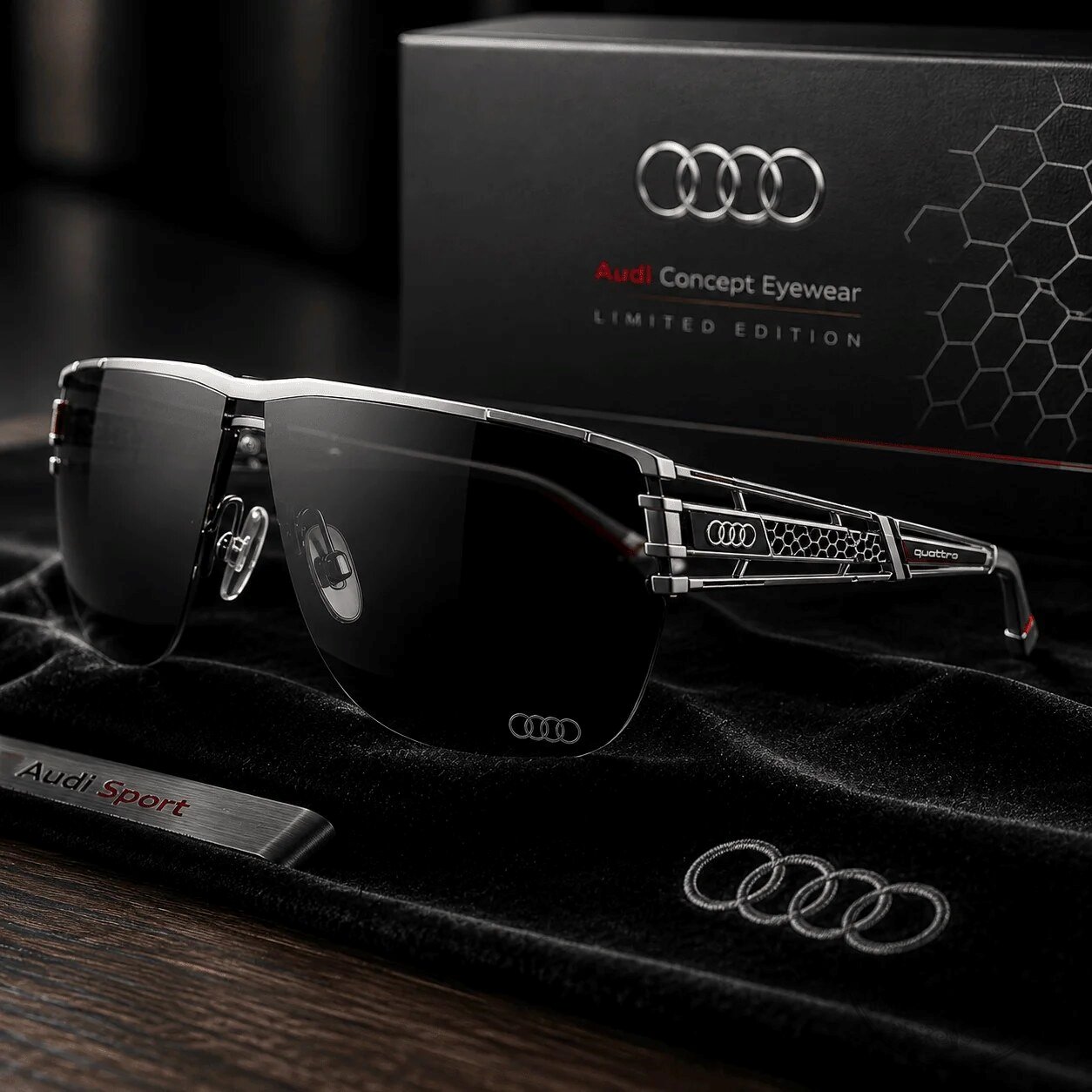 Audi Concept Eyewear Limited Edition Unisex Sunglasses with Quattro Detailing