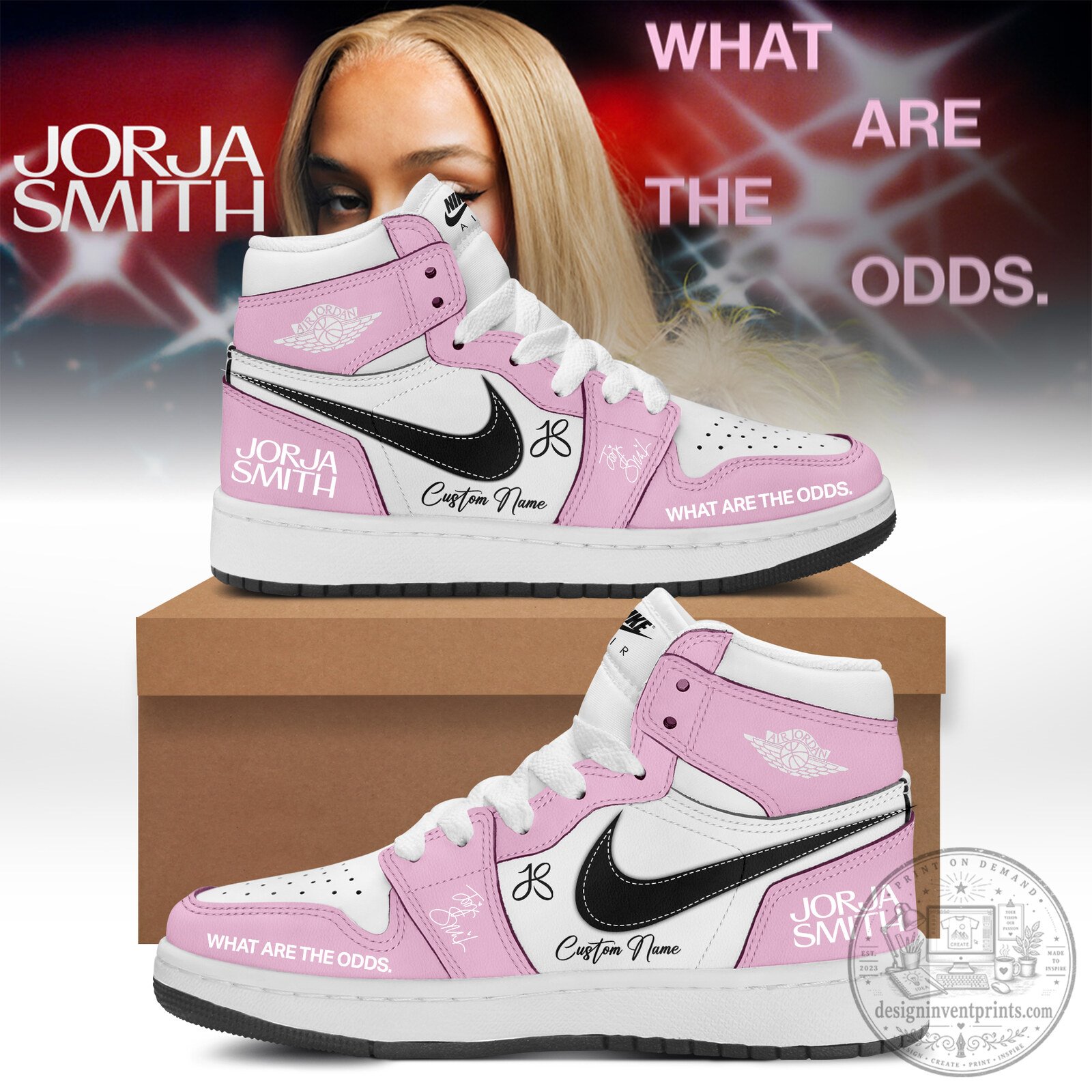 Jorja Smith What Are The Odds Album Custom Name Pink High Top Sneakers