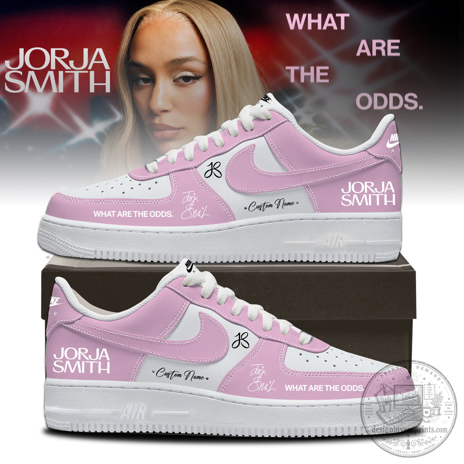 Custom Name Pink Sneakers Inspired by Jorja Smith's What Are The Odds Album