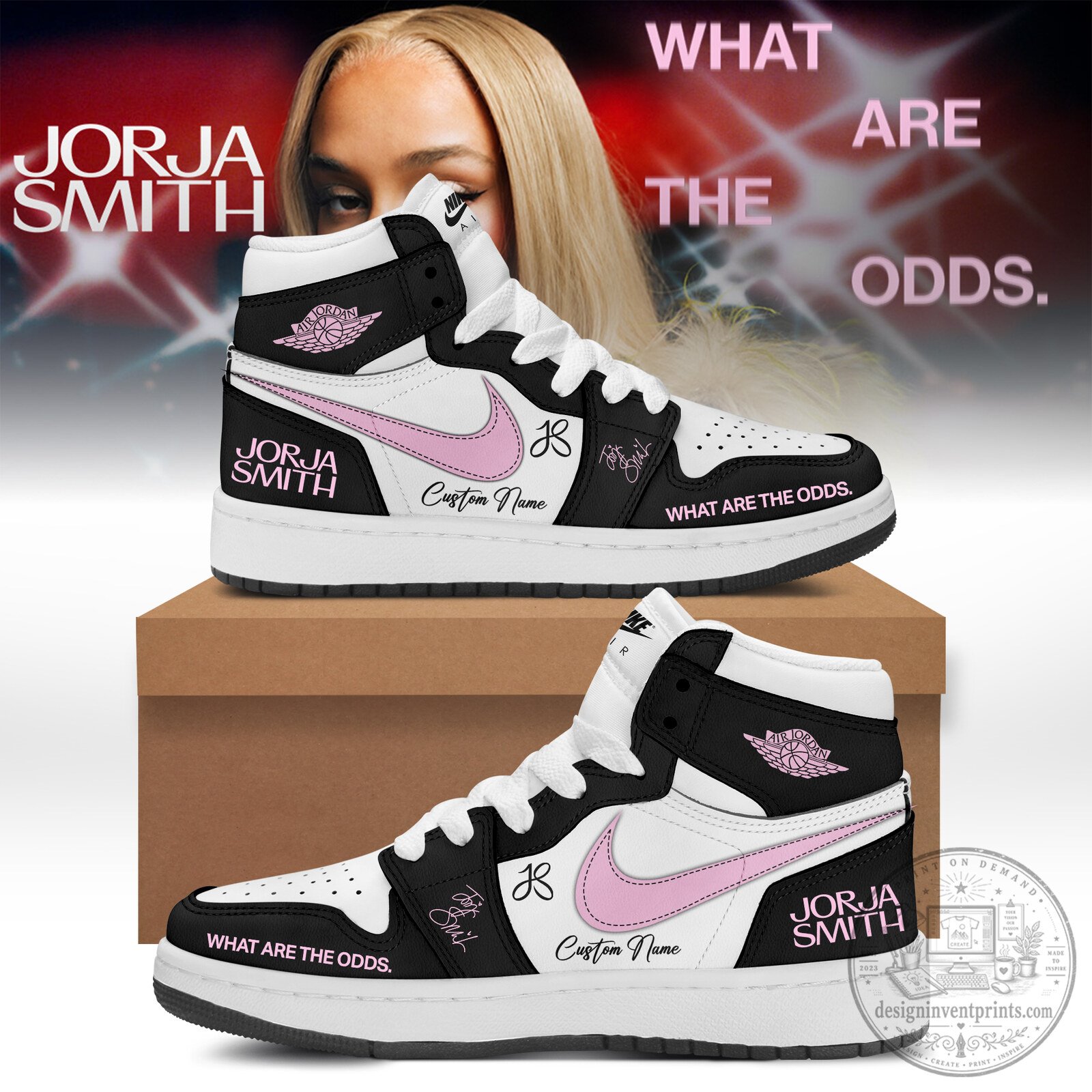 Custom Name High Top Sneakers inspired by Jorja Smith's What Are The Odds Album