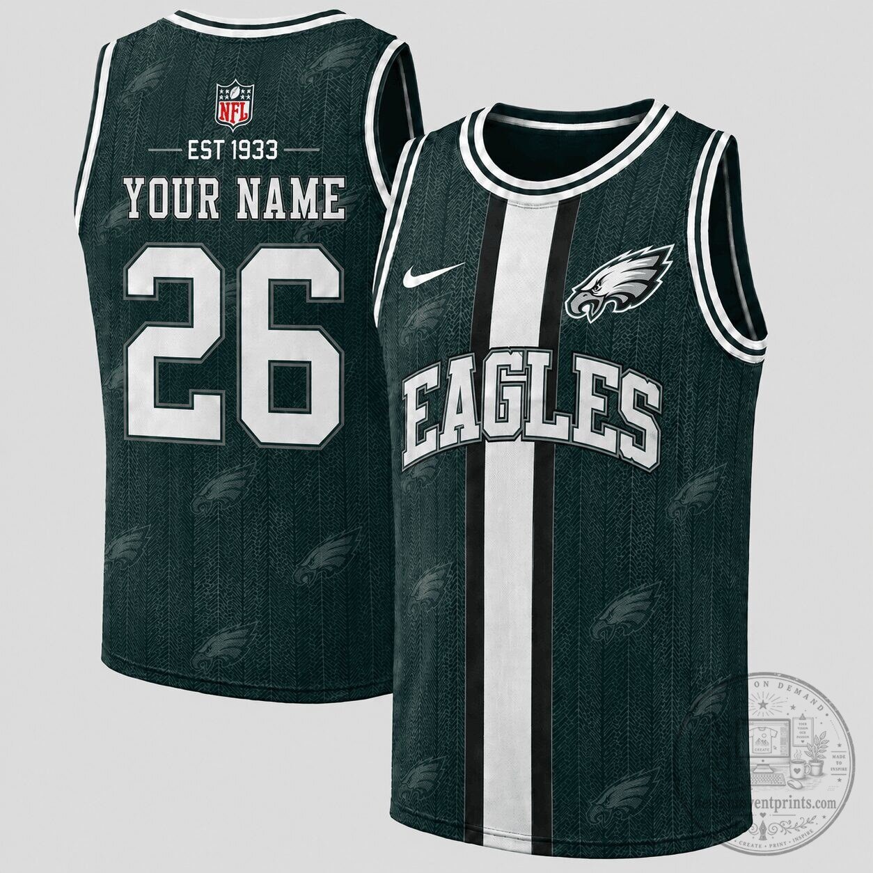 Philadelphia Eagles Custom Name And Number Football Jersey