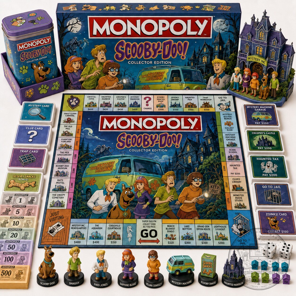 Monopoly Scooby-Doo Collector Edition Board Game with Mystery Machine and Haunted Mansion 3 Monopoly Scooby-Doo Collector Edition Board Game with Mystery Machine and Haunted Mansion
