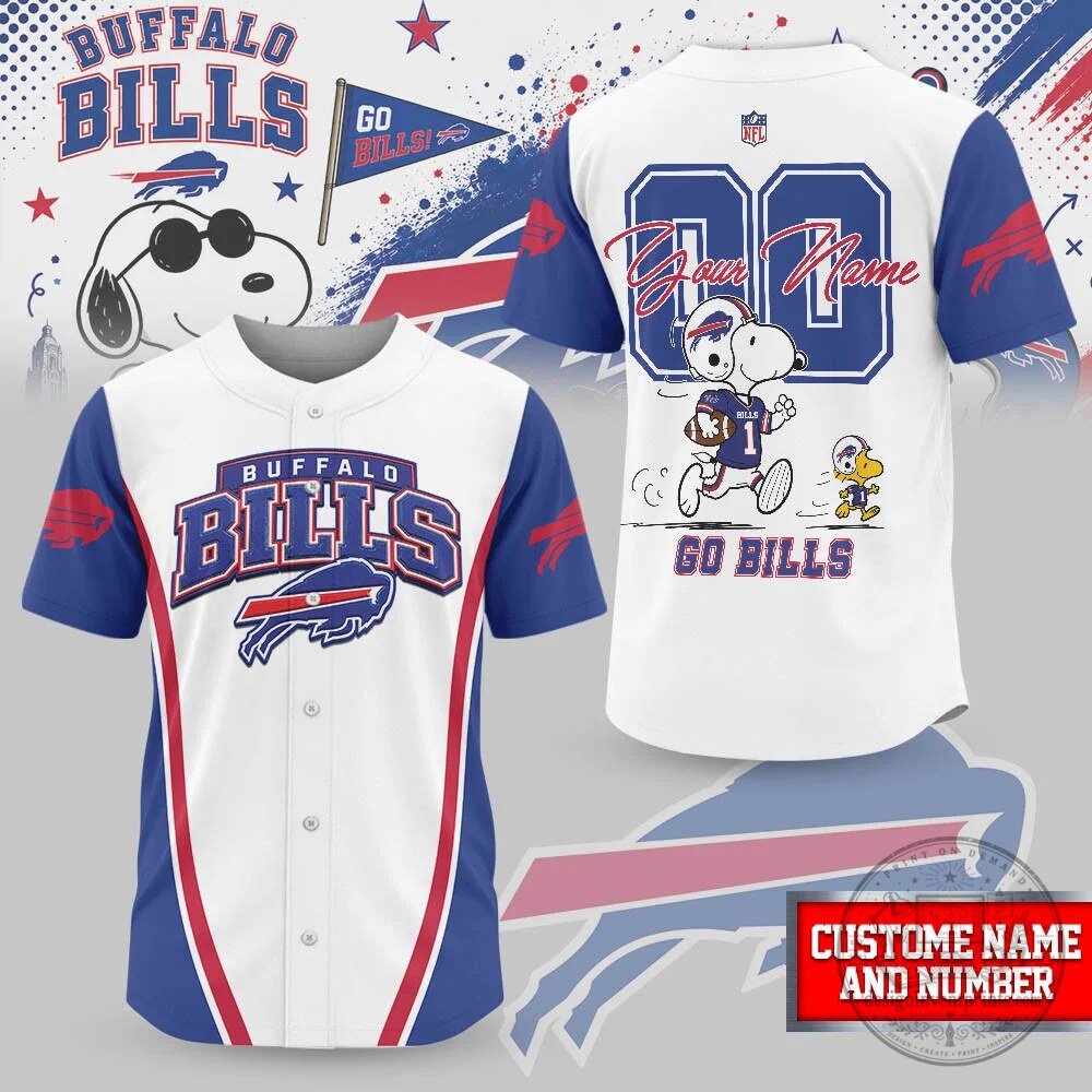 Buffalo Bills Snoopy Personalized Baseball Jersey for Men and Women