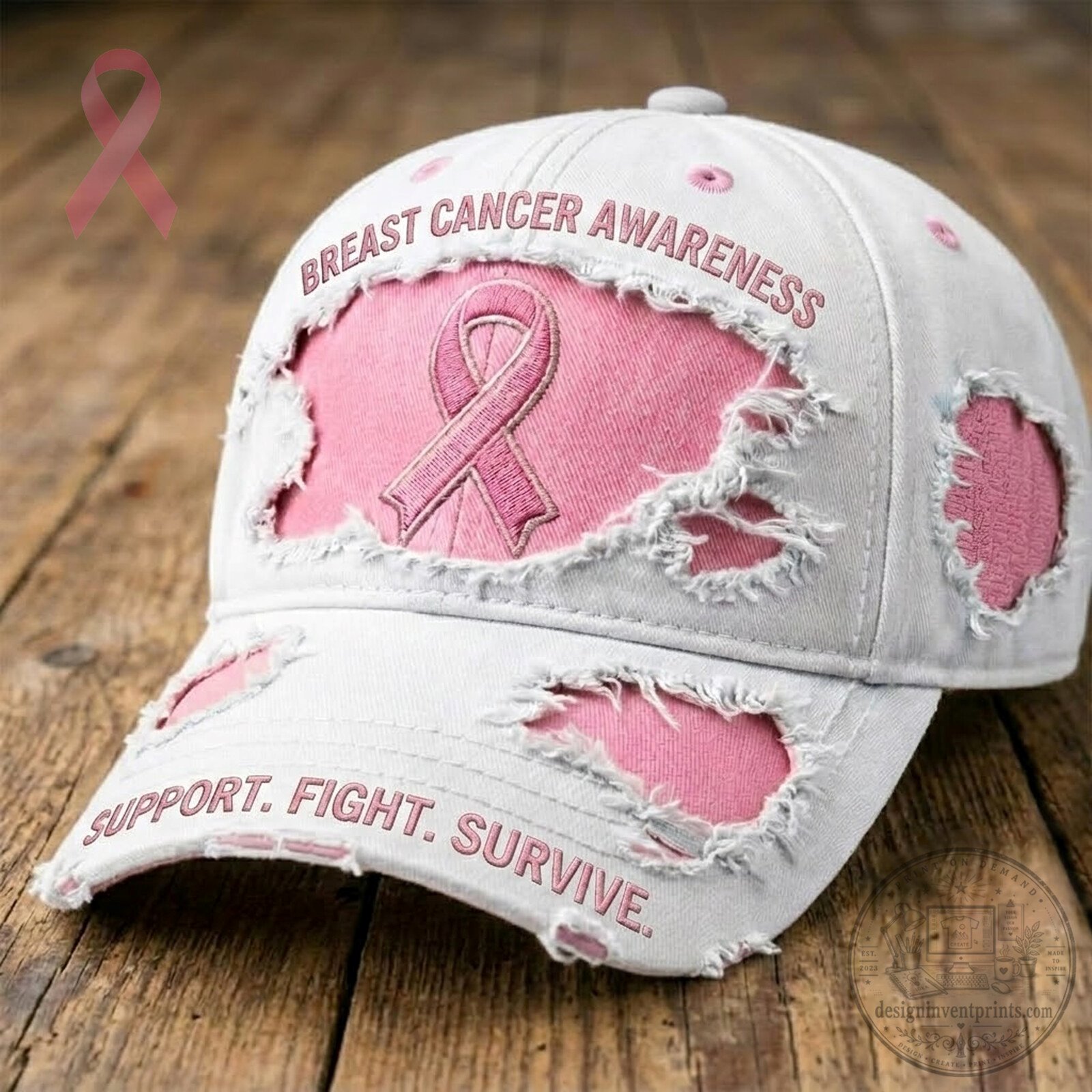 Breast Cancer Awareness Distressed Pink Ribbon Baseball Cap Hat 2 Breast Cancer Awareness Distressed Pink Ribbon Baseball Cap Hat
