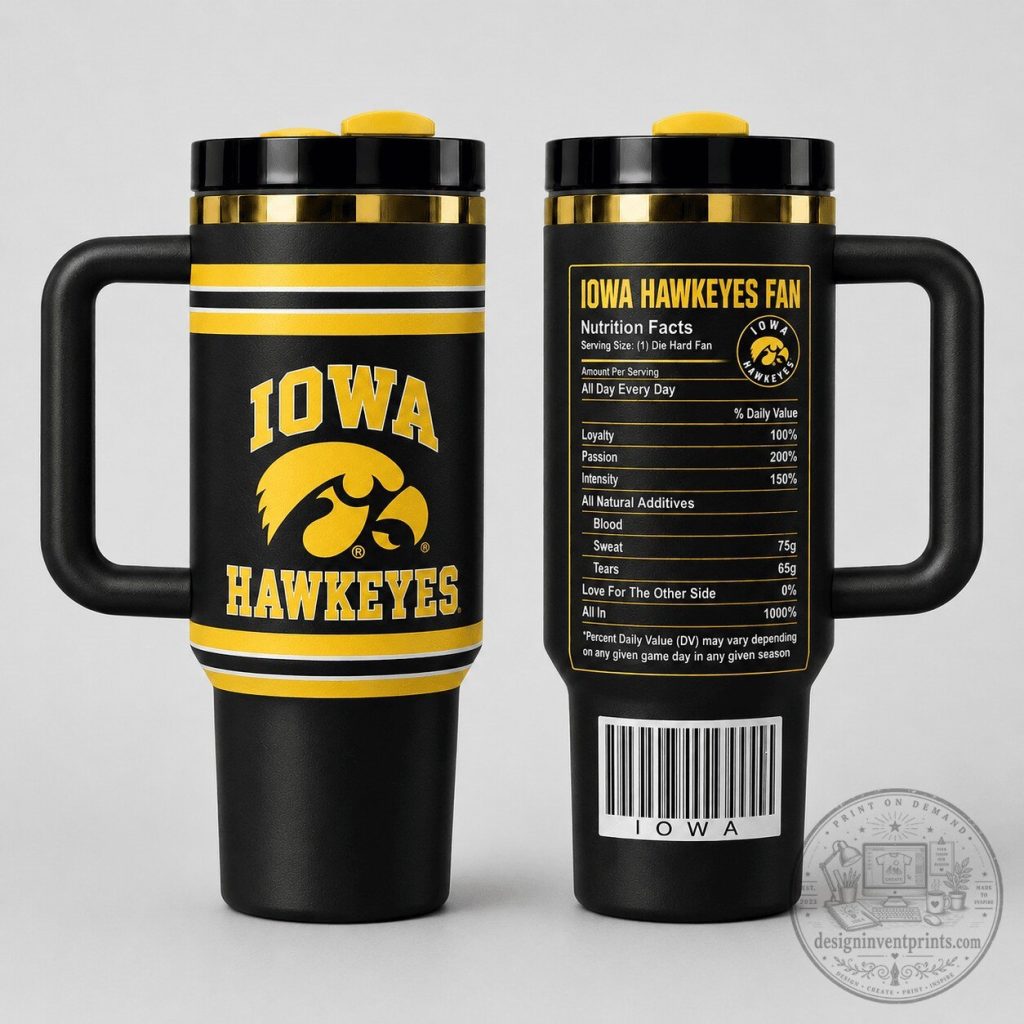 Iowa Hawkeyes Nutrition Facts Insulated Tumbler with Handle Iowa Hawkeyes Nutrition Facts Insulated Tumbler with Handle