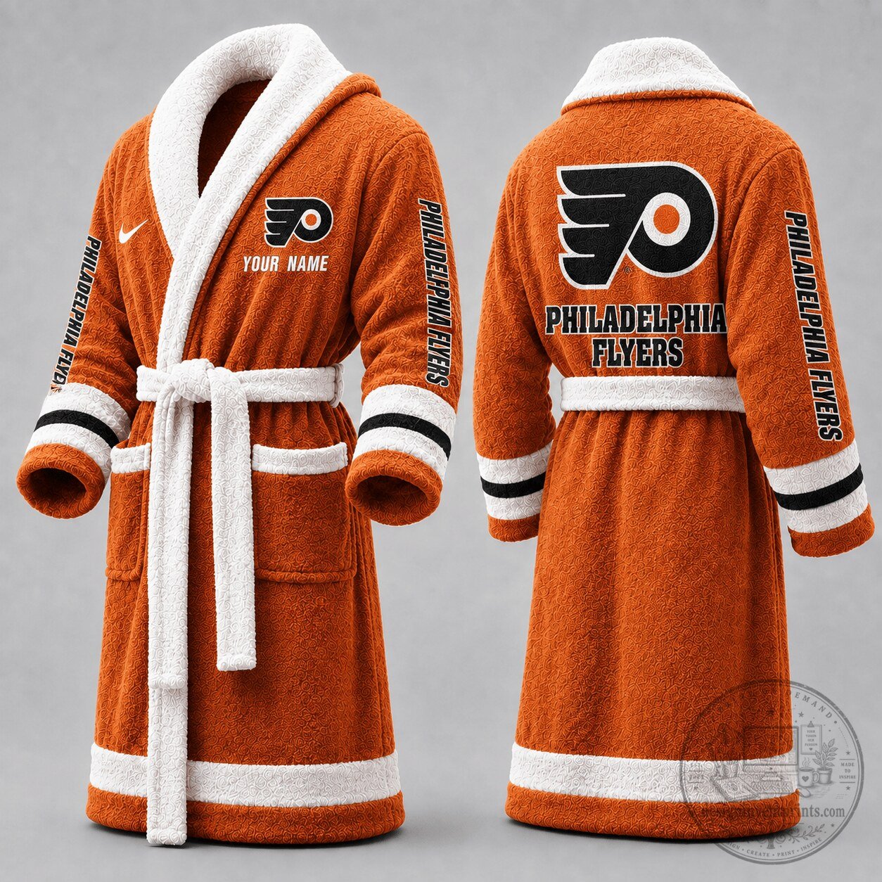 Philadelphia Flyers National Hockey League Personalized Fleece Bathrobe