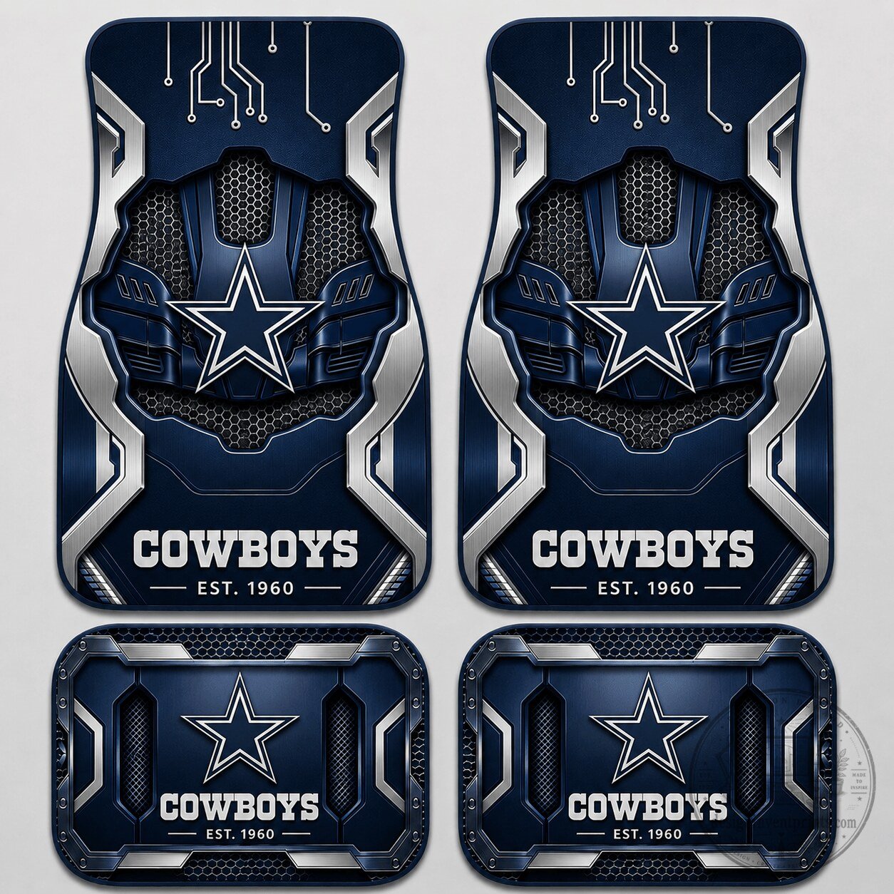 Dallas Cowboys NFL Football Team Car Mat Set with Star Logo Design