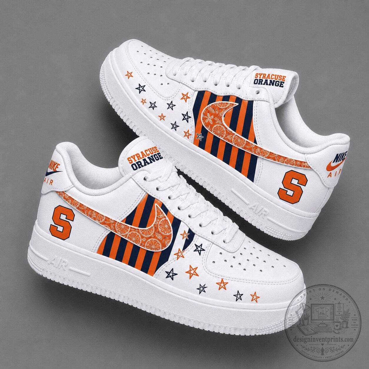 Syracuse Orange Stars and Stripes Custom Design Unisex Sneakers
