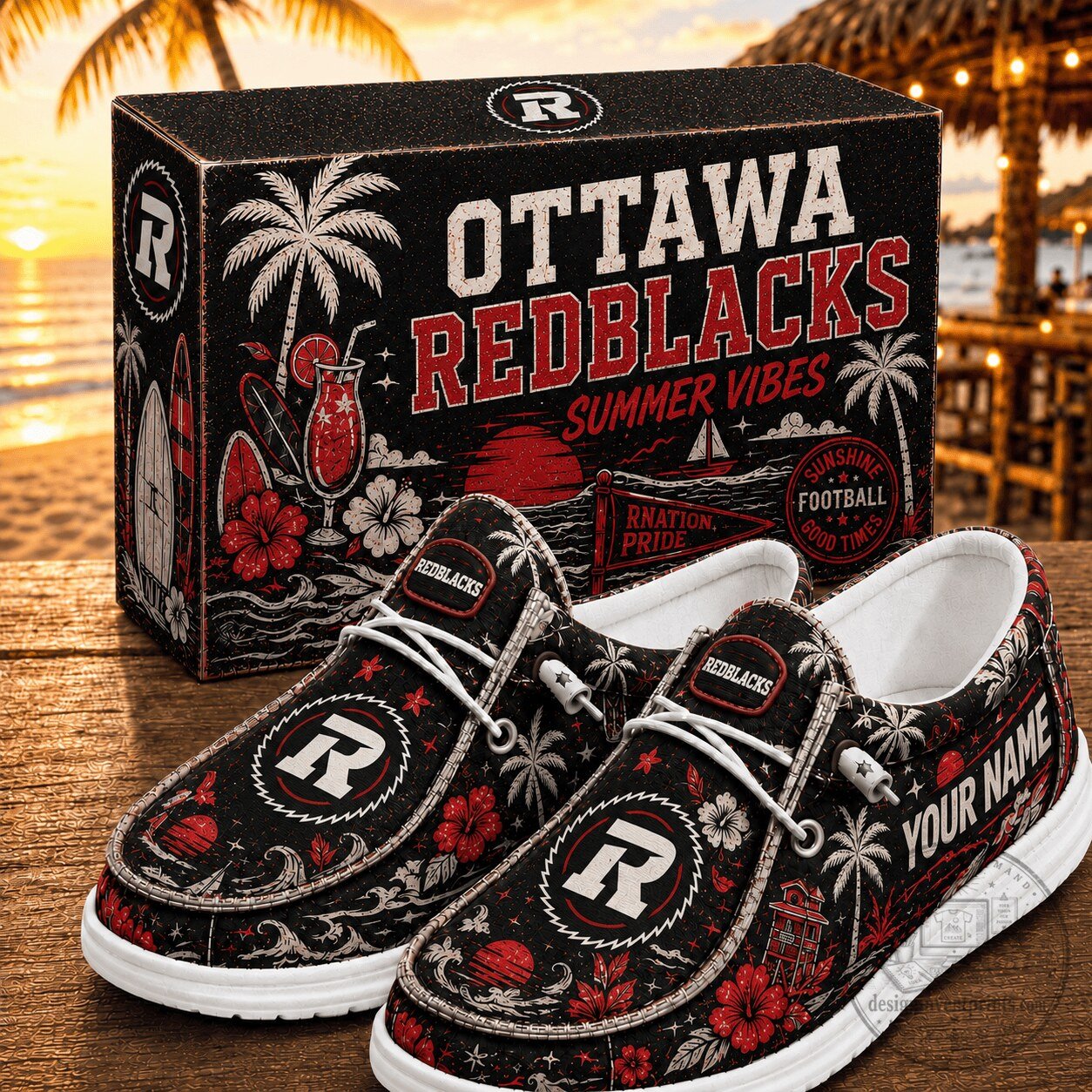 Ottawa Redblacks Canadian Football League Summer Pattern Custom Name Shoes 1 Ottawa Redblacks Canadian Football League Summer Pattern Custom Name Shoes