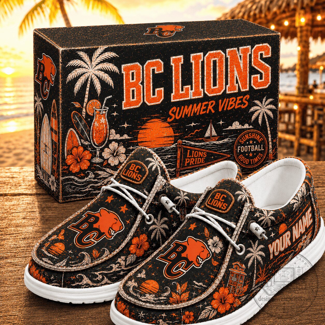 British Columbia Lions Canadian Football League Summer Pattern Shoes Custom Name