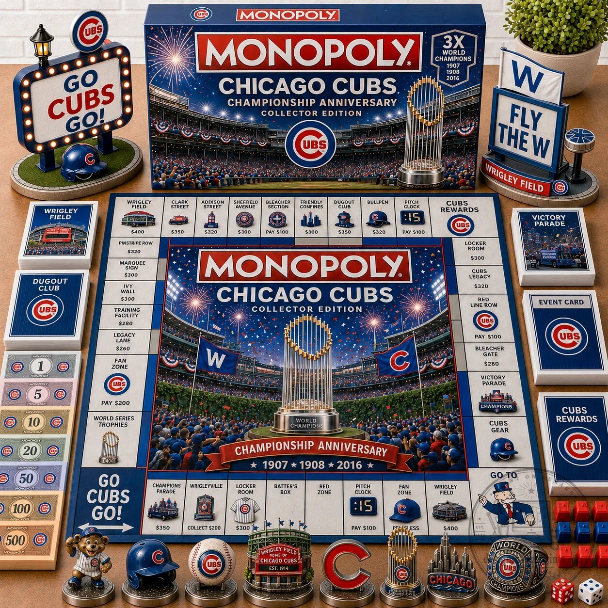 Monopoly Chicago Cubs Championship Anniversary Collector Edition Board Game