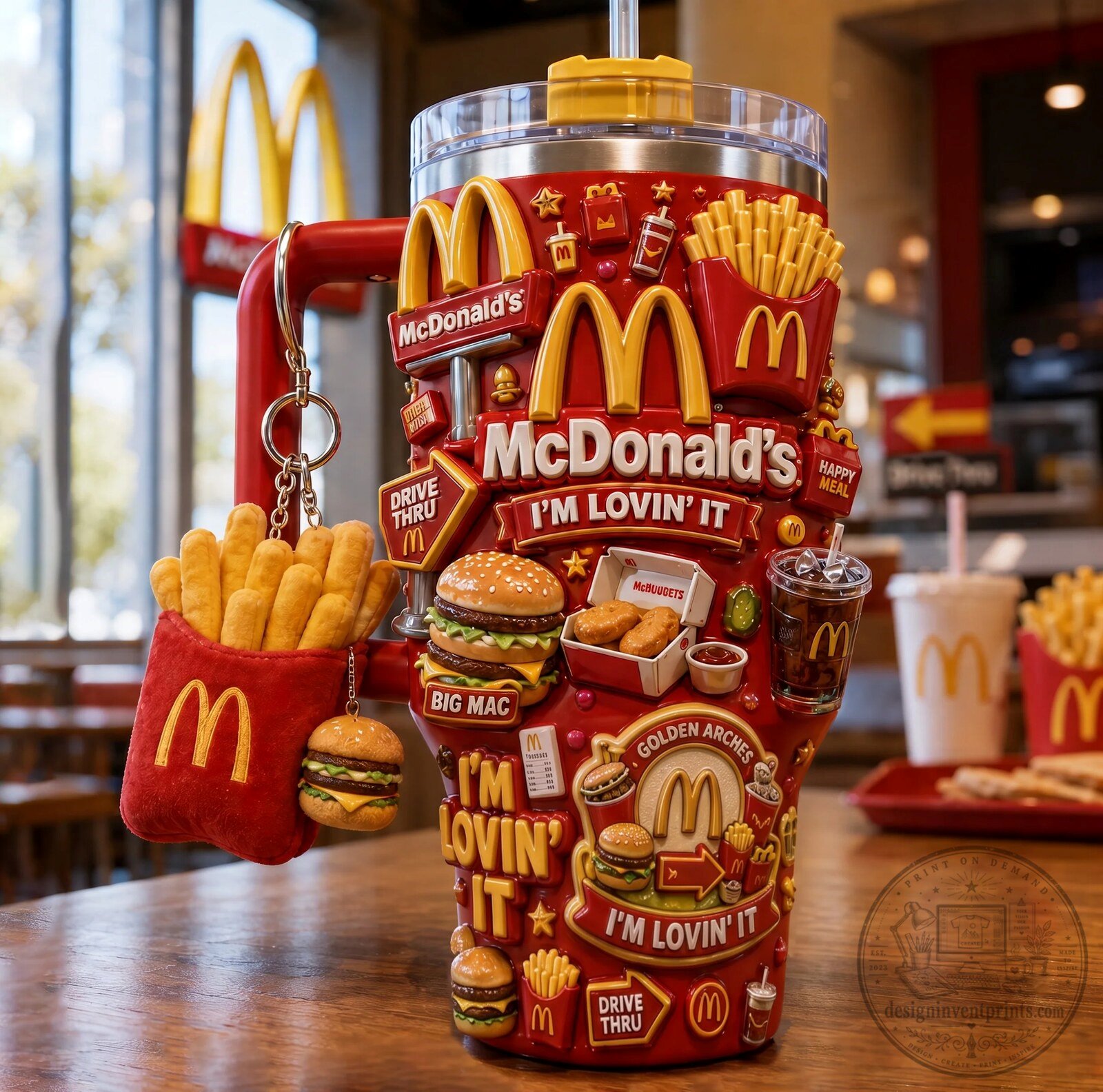 McDonald's I'm Lovin' It Fast Food Themed 40oz Tumbler with Handle 1 McDonald's I'm Lovin' It Fast Food Themed 40oz Tumbler with Handle