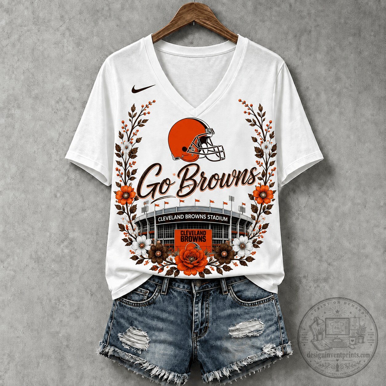 Cleveland Browns | Premium NFL Floral Stadium Football Fan V-neck NY