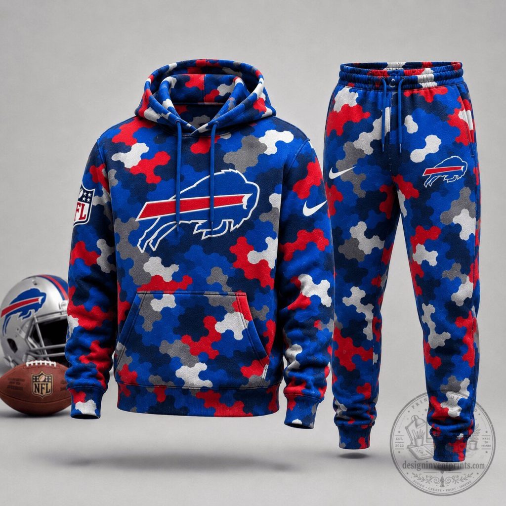 Buffalo Bills Premium NFL Game Day Camo Hoodie & Jogger Set NY Buffalo Bills | Premium NFL Game Day Camo Hoodie & Jogger Set NY