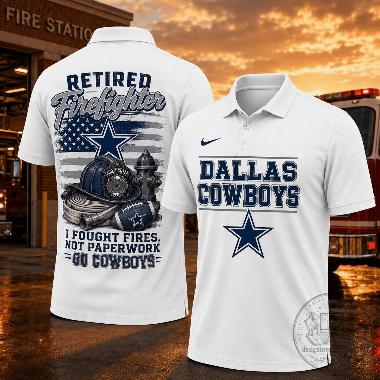 Dallas Cowboys | Premium NFL Retired Firefighter Polo NY 1 Dallas Cowboys | Premium NFL Retired Firefighter Polo NY