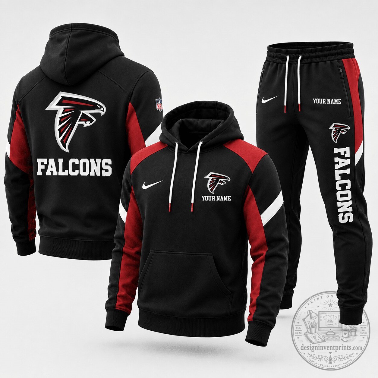 Atlanta Falcons | Premium NFL Sideline Elite Personalized Hoodie & Jogger Set TD