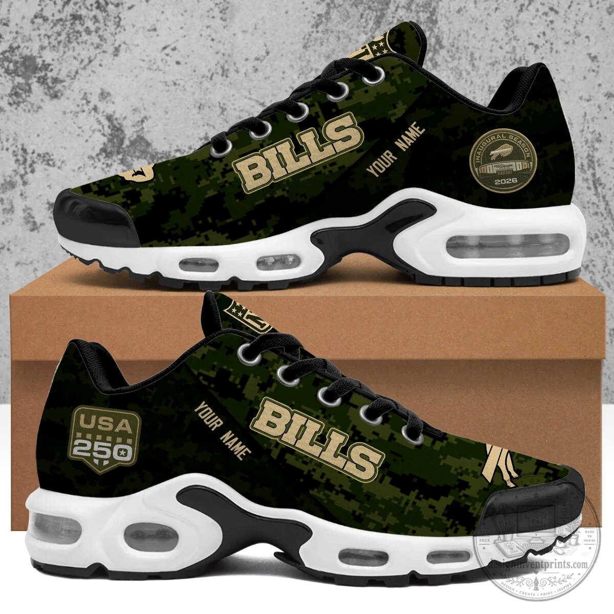 Buffalo Bills Salute to Service Digital Camouflage Personalized Shoes