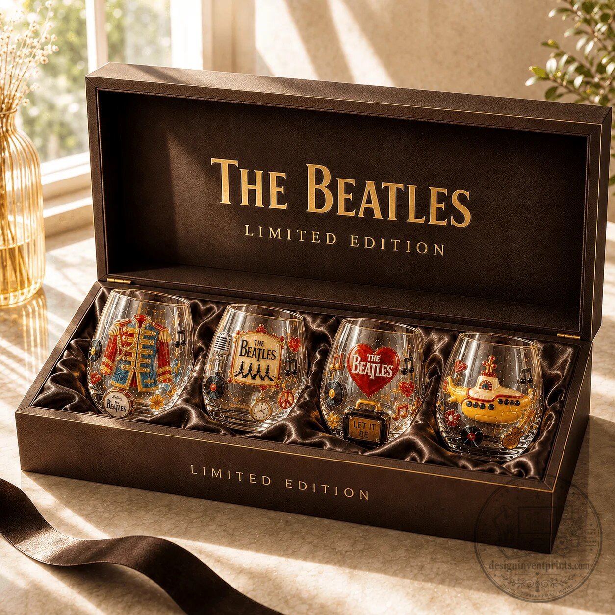 The Beatles Yellow Submarine Sgt Pepper Drum Let It Be Stemless Wine Glass Set 8 The Beatles Yellow Submarine Sgt Pepper Drum Let It Be Stemless Wine Glass Set