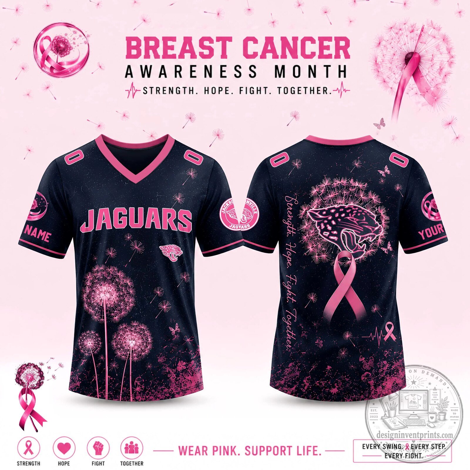 Jacksonville Jaguars Breast Cancer Awareness Dandelion Hope Football Jersey