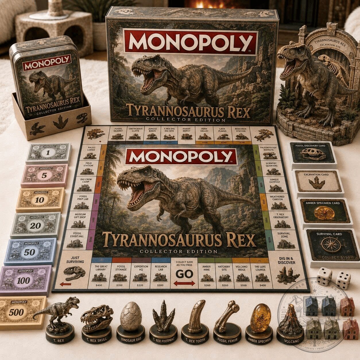 Monopoly Tyrannosaurus Rex Collector Edition Board Game Set