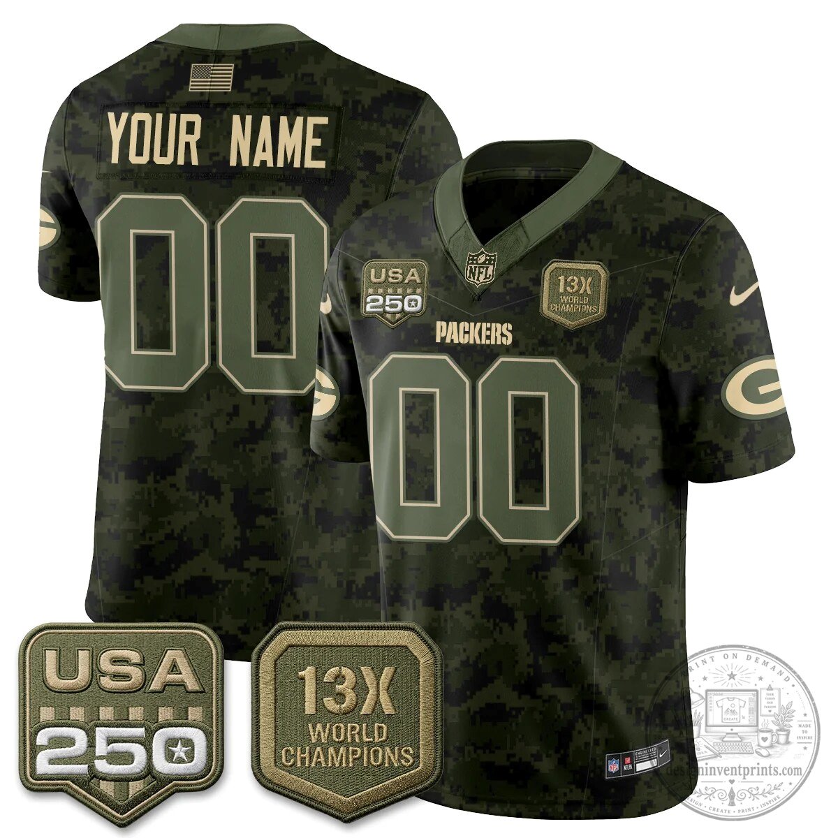 Green Bay Packers Salute To Service Edition Camouflage Football Jersey