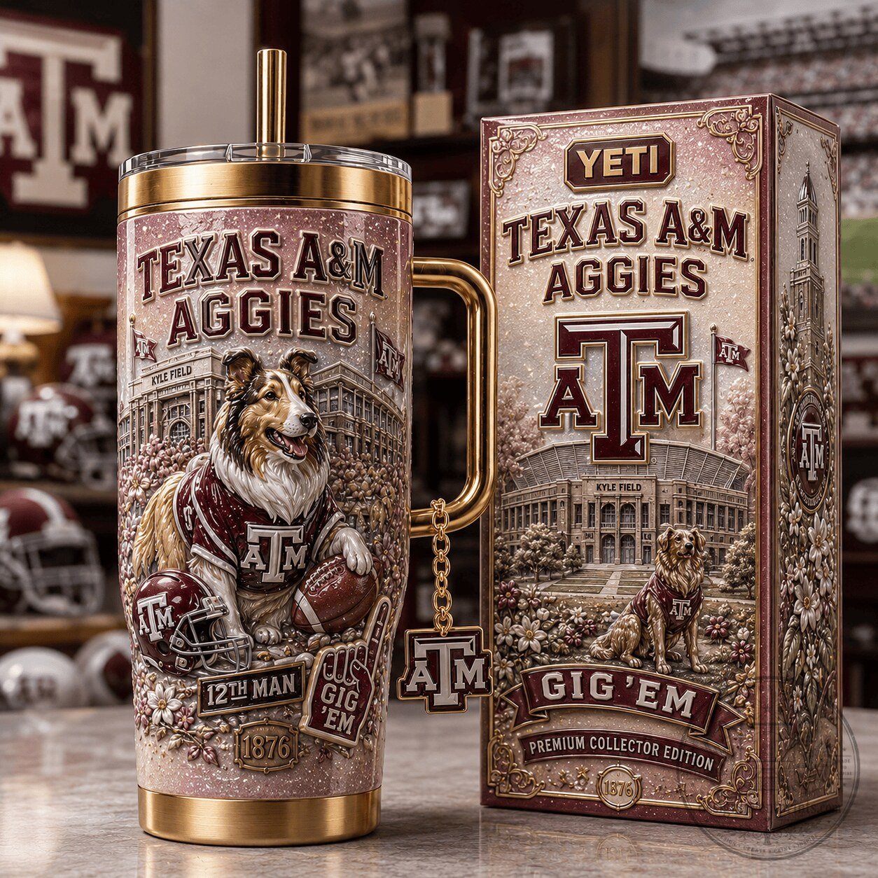 Texas A&M Aggies Kyle Field 12th Man Gig 'Em Premium Collector Edition Tumbler