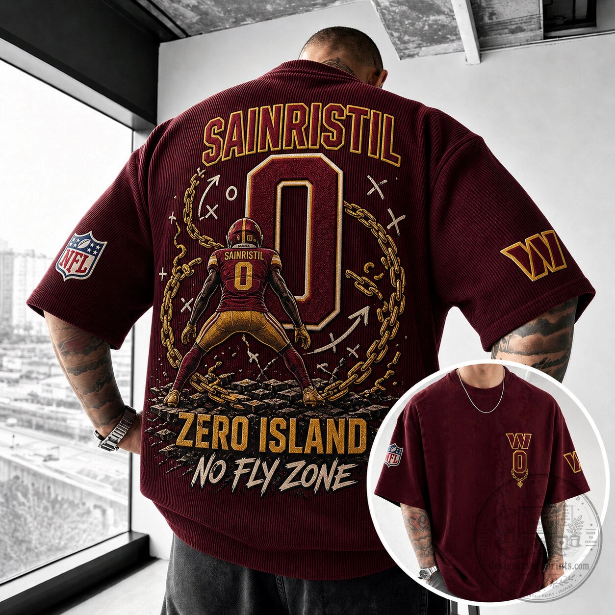 Washington Commanders Zero Island No Fly Zone Football T-Shirt