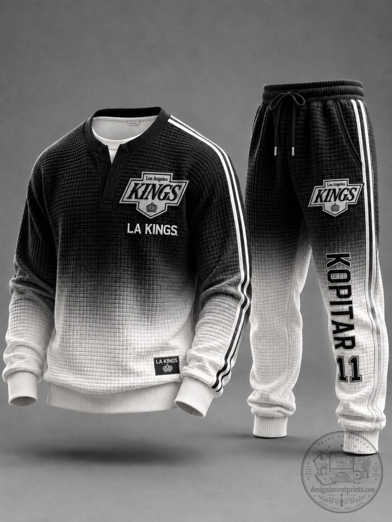 Los Angeles Kings Anze Kopitar Number 11 Gradient Black and White Tracksuit Set