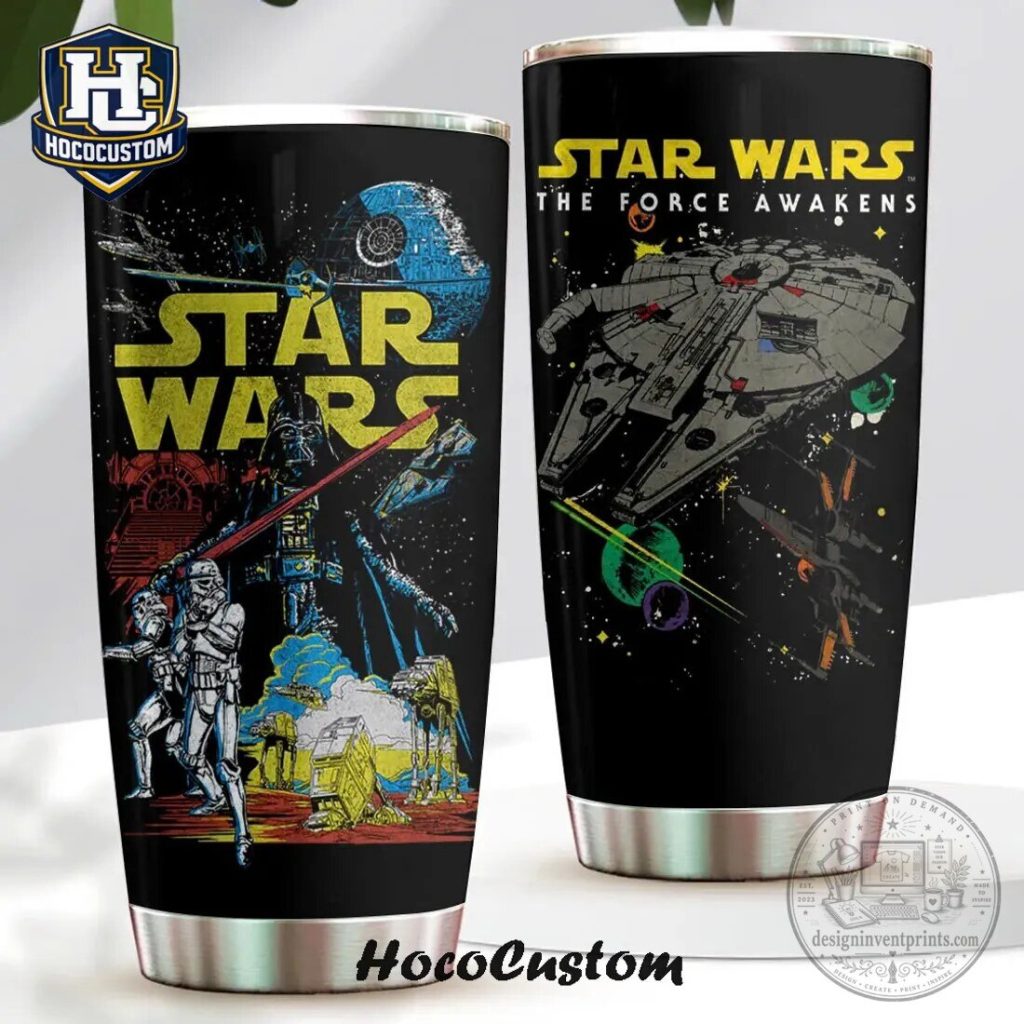 Star Wars Insulated Tumbler Cup with Classic and Force Awakens Characters