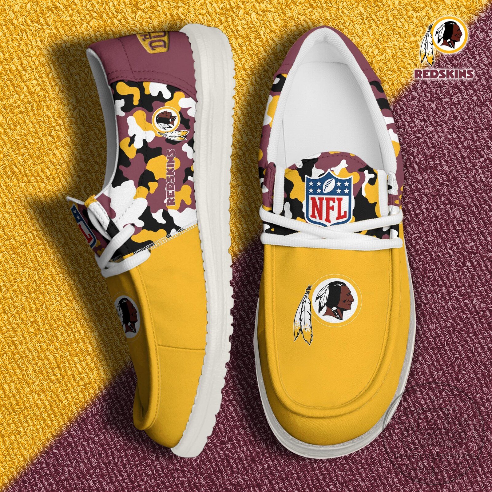Washington Redskins Football Team Logo Camouflage Pattern Shoes