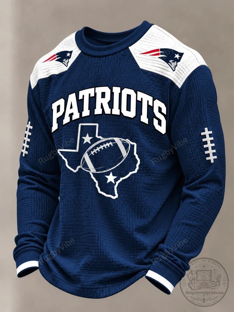 New England Patriots Texas Map Football Team Logo Blue Sweatshirt