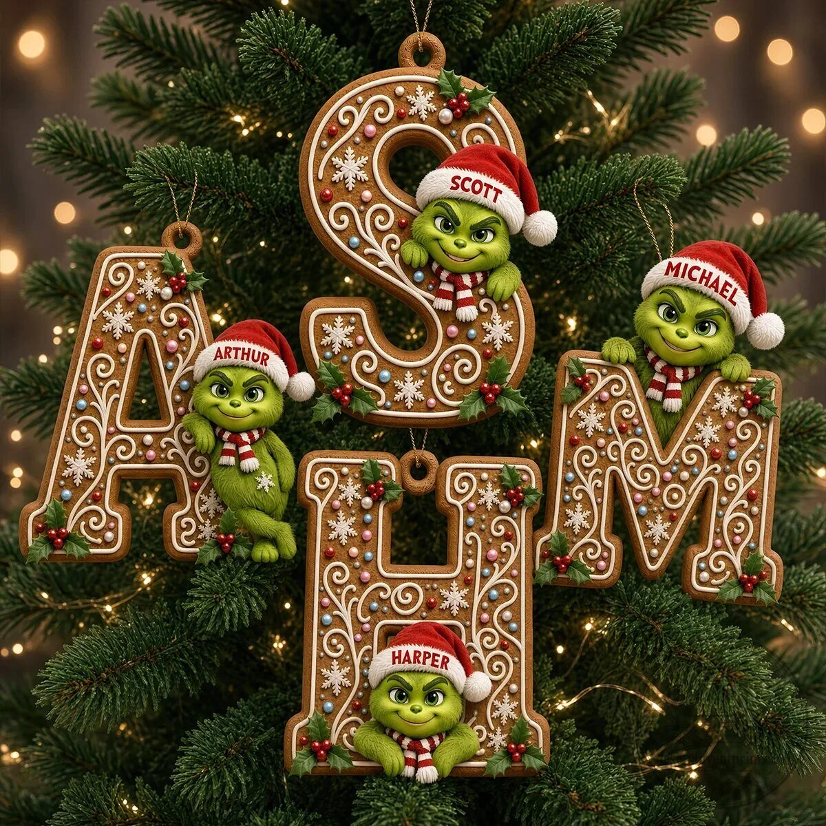 Grinch Christmas Initial A Gingerbread Cookie Ornament 11 Grinch Christmas Initial A Gingerbread Cookie Ornament