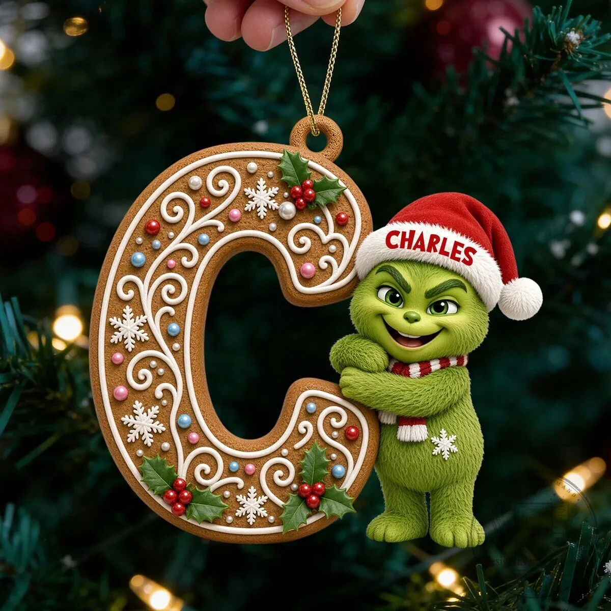 Grinch Christmas Initial A Gingerbread Cookie Ornament 12 Grinch Christmas Initial A Gingerbread Cookie Ornament